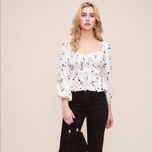 ASTR the Label Shirred Long Sleeve Top